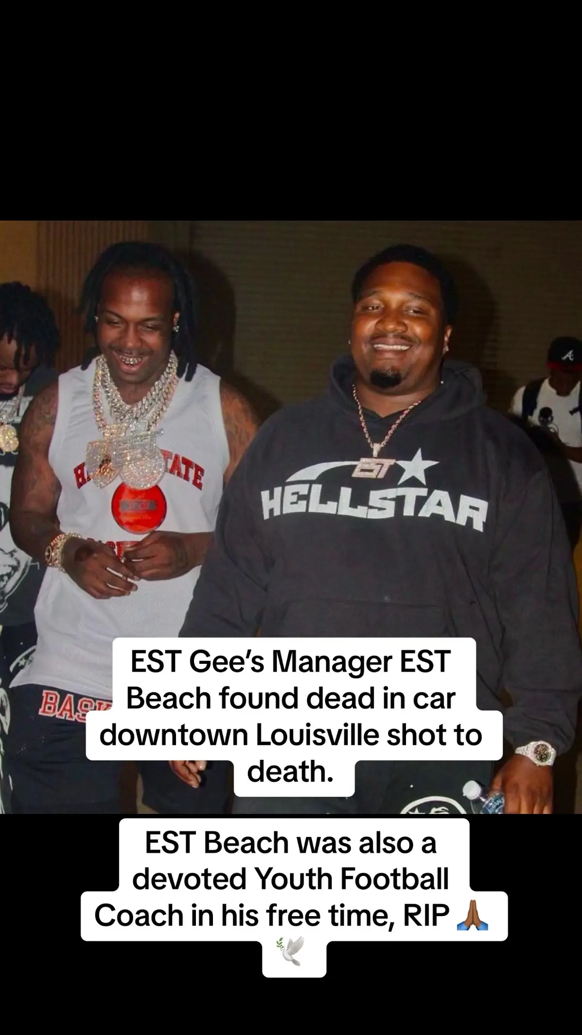 EST Gee’s Manager EST Beach found dead in car downtown Louisville shot to death. EST Beach was also a devoted Youth Football Coach in his free time, RIP 🙏🏾🕊️