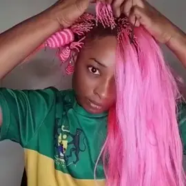💟Surpe cute pink curls braids hair