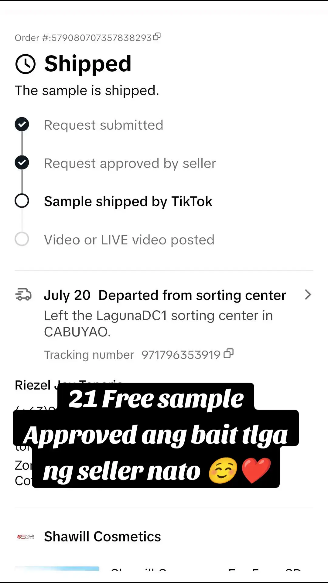 Another Free Sapmle Approved 😭❤️ #affiliate #tiktok #tiktokaffiliate #freesample #freesamplesapproved #freesamplestiktokshop #freesamplefornewaffiliate 