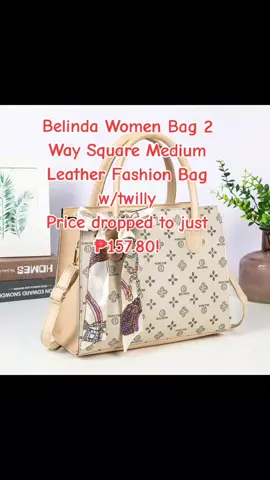 Belinda Women Bag  2 Way Square Medium Leather Fashion Bag w/twilly Price dropped to just ₱157.80!#belindabag  #womensbag  #leatherbag #2waybag  #shoulderbag  #fashionbag #foryoupage #fypspotted #tiktokfinds #fyp 