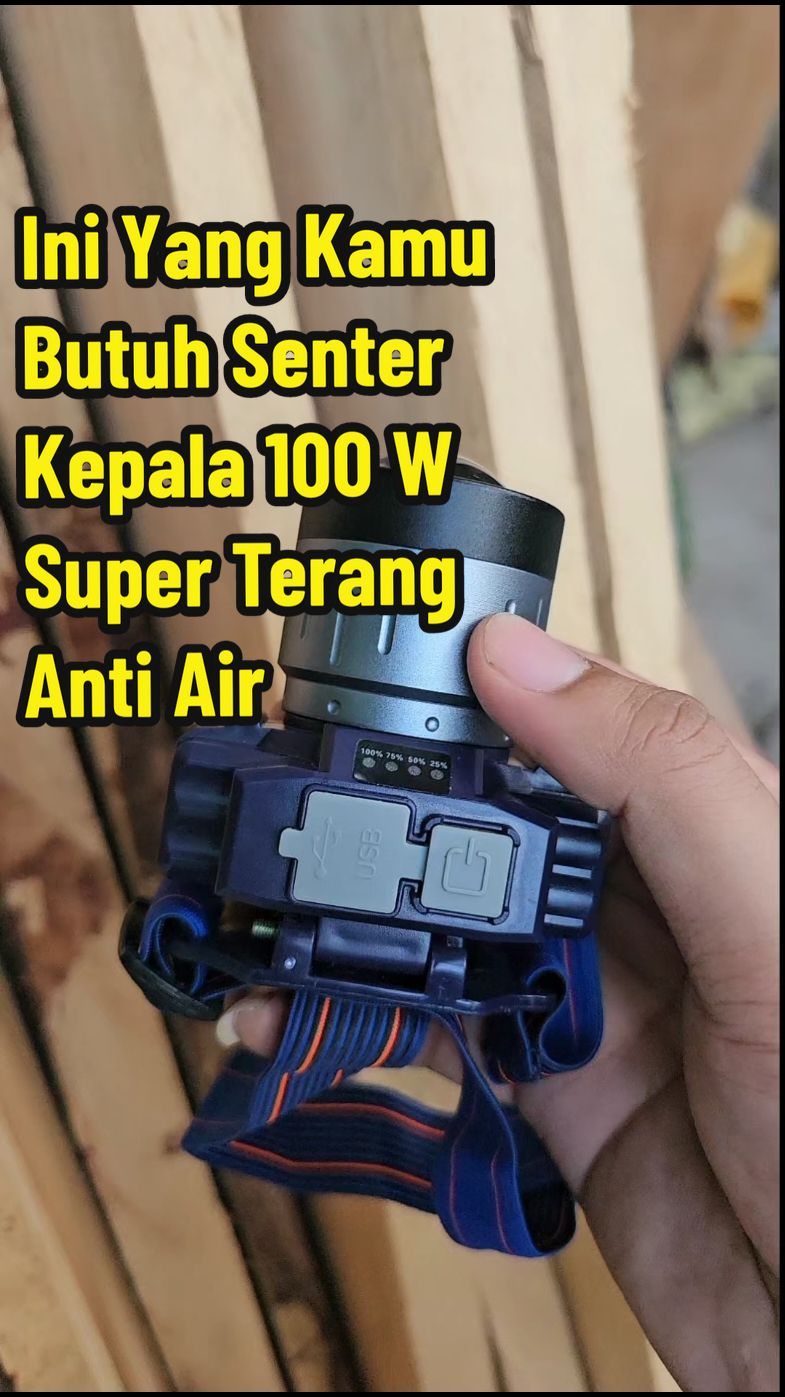 Senter Kepala 100 watt Max Power Super Terang Dengan Batre 5000 mAh #senterkepala #senterled #sentersuperterang 