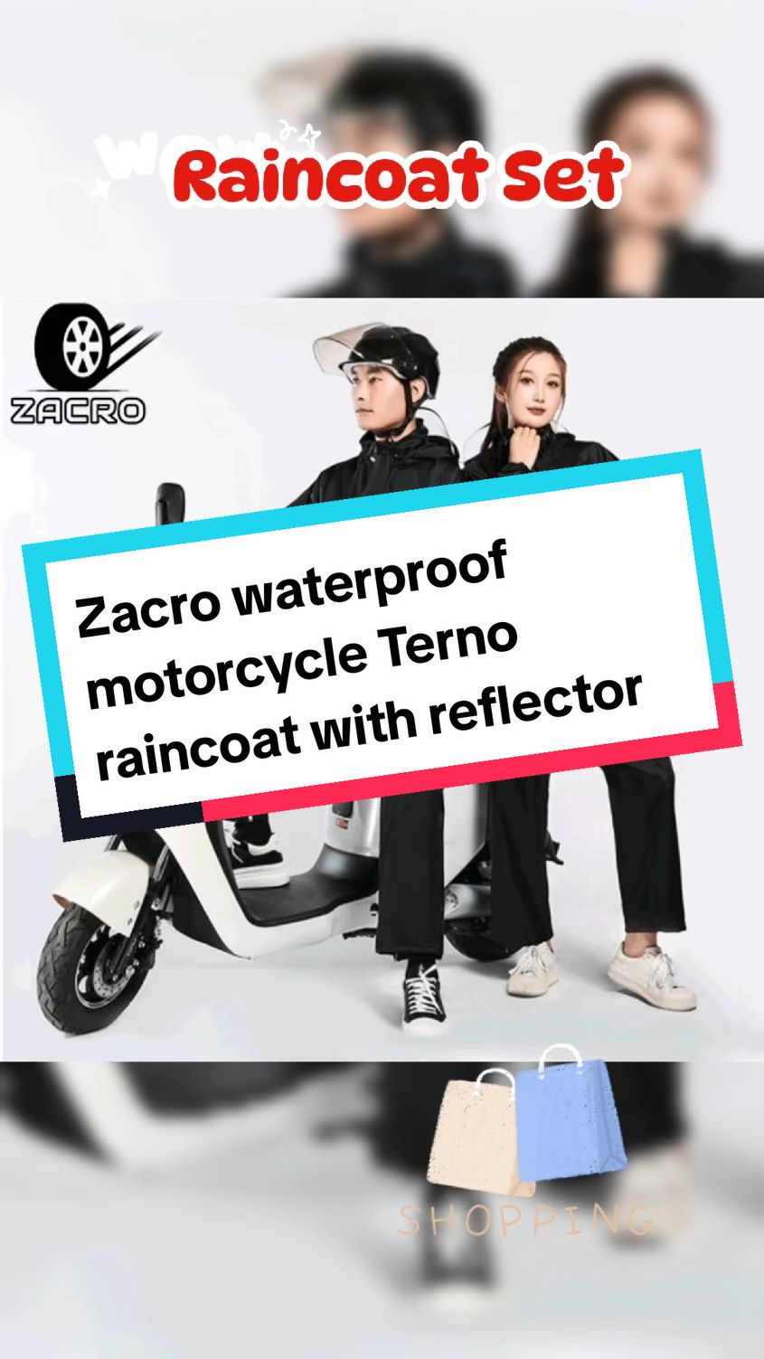 Zacro waterproof motorcycle Terno raincoat with reflector rainsuit #kapote #raincoat #raincoatset#fyp 