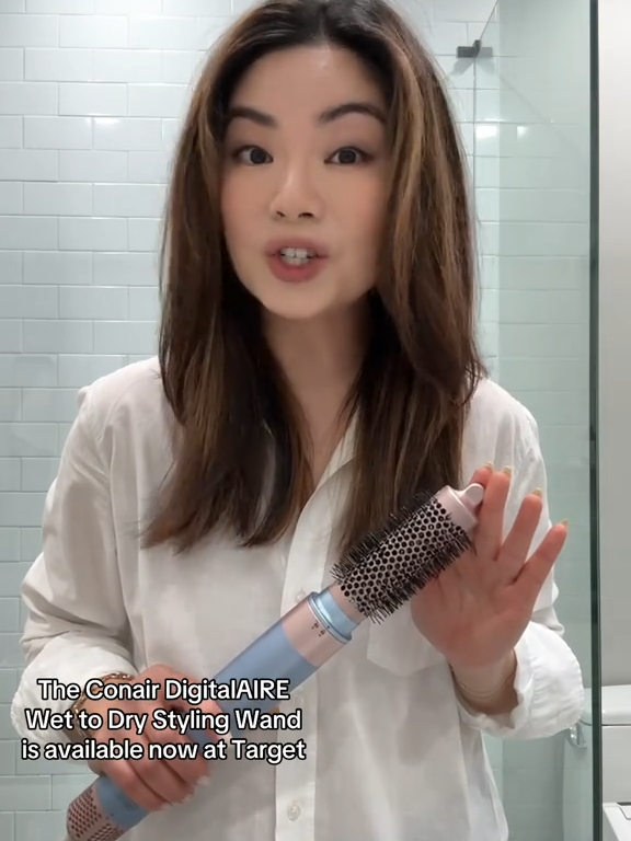 @janeparkang knows she doesn't need to go to a salon for amazing blowout looks from home. Head over to @target for the DigitalAIRE Styling Wand. Shop Here - https://www.target.com/p/infinitipro-by-conair-multi-attachment-styling-system/-/A-90914902 #stylingwand #conair #blowout #blowouttut #blowouttutorial #hairtok #hairdryer #hair #grwm