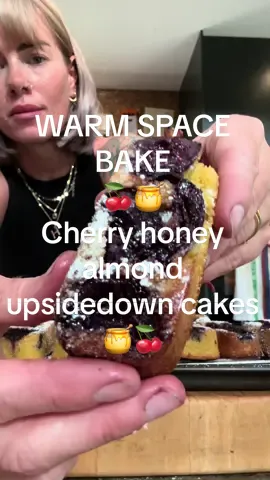 Lets bake some cherry honey almond upsidedown cakes for my warm space community 🍒🍯 #fyp #foryou #foryoupage #baking #bakingrecipe #cake #cakerecipe #cherrycake #honeycake #almondcake #upsidedowncake #stonefruit #cherries #BakeWithMe #bakeacakewithme #warmspace #community #warmspacecommunity 