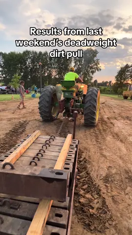 No music needed for this TikTok! It’s always a great time dirt pulling with the family! : For our deadweight dirt pulls, we have a short full pull distance (FP is signified when the tipover behind the sled falls over). We are given 2 attempts at pulling the sled that round to get a full pull to move to the next round where more weight is added to the sled. Your first hook has to follow the same side of the sled as the previous puller ended on. If you don’t get a FP, you can choose which end of the sled to pull from. Since we have a wide track, we can hook up at big angles to gain distance and pull it easier (can’t go over 90 degrees to the sled, can’t have the chain going over the sled). : #tractor #tractorpulling #pulling #wheelie #johndeere #antiquetractors #antiquetractortok #farmlife #winner 