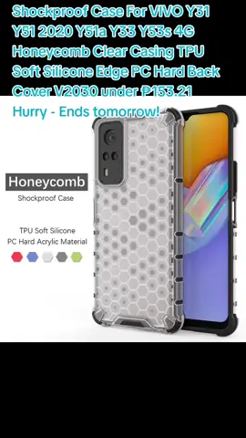 Shockproof Case For VIVO Y31 Y51 2020 Y51a Y33 Y53s 4G Honeycomb Clear Casing TPU Soft Silicone Edge PC Hard Back Cover V2030 under ₱153.21 Hurry - Ends tomorrow!