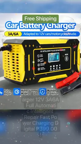 Car Battery Charger 12V 3A6A Full Automatic Intelligent Repair Fast Power Charging Digital Display Price dropped to just ₱399.00!#TikTok #fyp  #goodquality #bestseller  #tiktokaffiliate #tiktokfinds  #visitmytiktokshopguys😊 