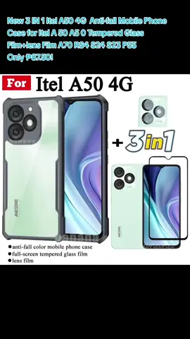 New 3 IN 1 Itel A50 4G  Anti-fall Mobile Phone Case for Itel A 50 A5 0 Tempered Glass Film+lens Film A70 RS4 S24 S23 P55 Only ₱87.50!