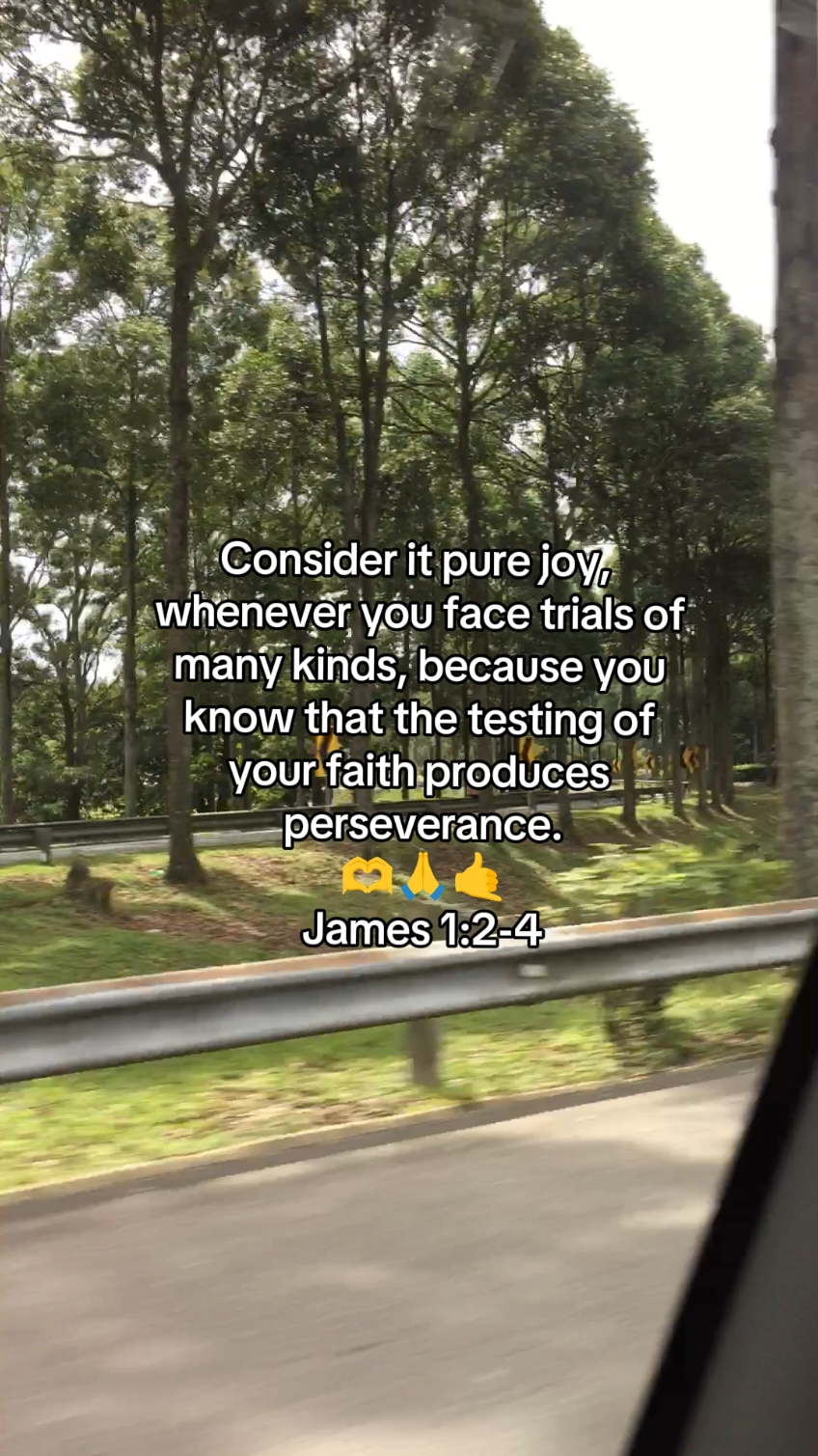 Consider it pure joy, whenever you face trials of many kinds, 3 because you know that the testing of your faith produces perseverance.  🫶🙏🤙 James 1:2-4 #verseoftheday  #James1:2-4 #godspurpose #trials  #brokeness #testing #perseverance #acceptance  #esemtea #fypシ  #fypage  #fypシ゚viral  #everyone 