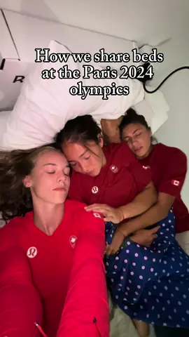 Cardboard beds wont stop this team from sharing the snuggles. 😴  #paris2024 #oly #olympics #teamcanada #olympicvillage #fyp #fypシ 