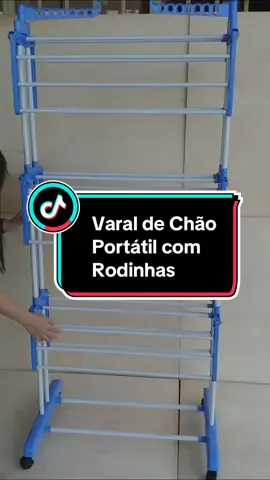 LINK NA BIO!! Varal de Chão Portátil com Rodinhas e Cabideiro de Aço.🛒