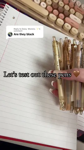 Replying to @Daisy Moreno. ✨️ how they write so smooooothly - definitely my favorite set of office pens🤎🖥️ #pens #office #supplies #click #asmr #writing #mom 