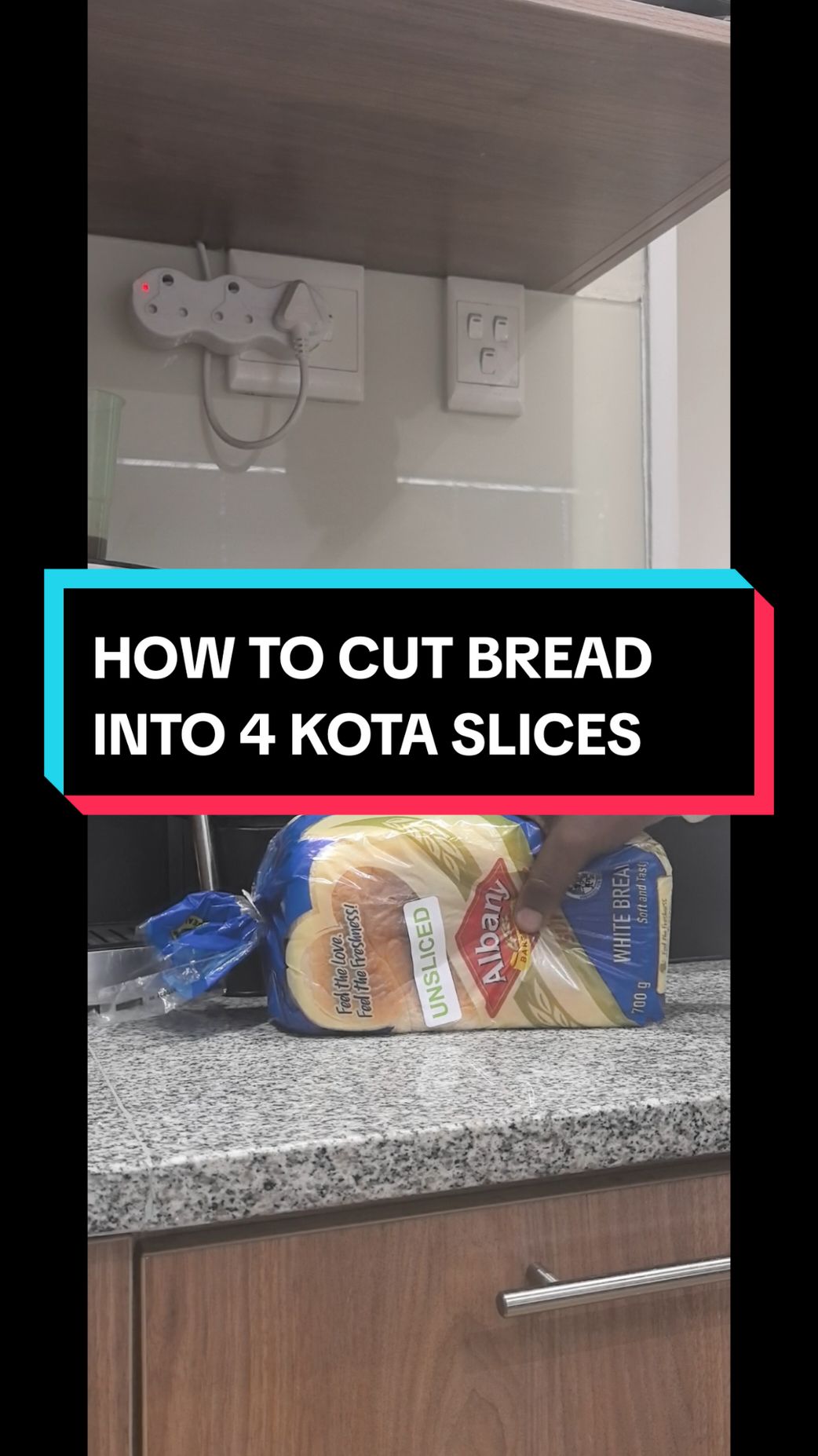 How to cut bread into 4 KOTA Slices.. www.kotafestival.com   #howto #howtotiktok #kota2theworld #kotafestival #fyp #sama28 #kasie #food 