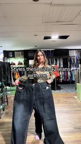 Big pants to fill! style these size 42 ed hardy jeans with me! Still so much life left in these jeans when you can get the proportions right 👖#edhardy #howtostylebaggyjeans #pantshack #skaterpants 