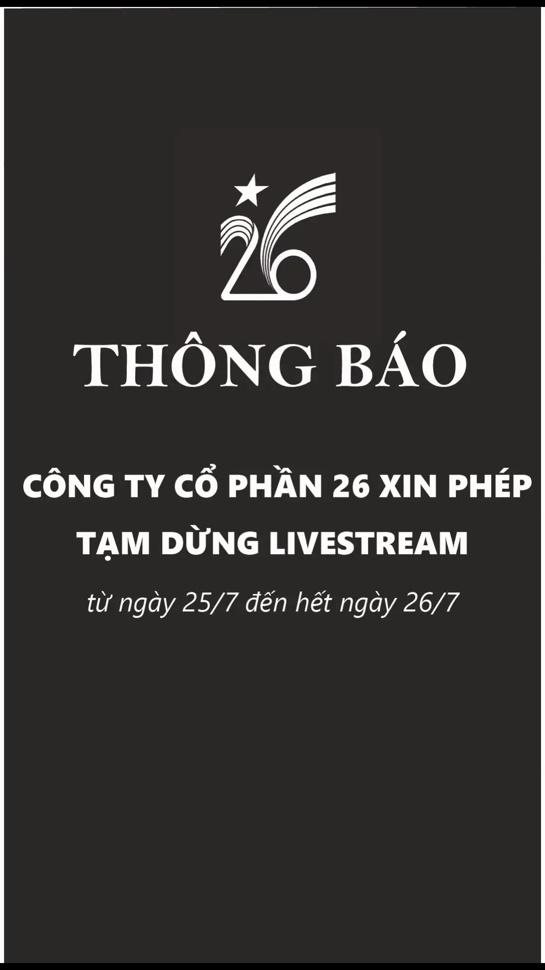 Công ty Cổ phần 26 xin thông báo