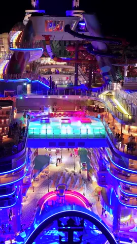 Icon looks amazing at night 🤩 #cruises #cruisetok #iconoftheseas #drone #cruiseship 