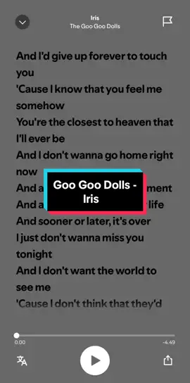 Iris - Goo Goo Dolls #spotify #music #playlist #fulllyrics #foryou 