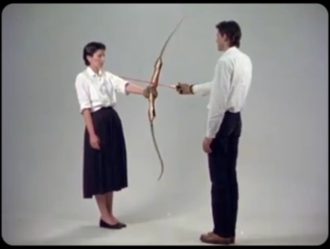 In 'Rest Energy', performers Marina Abramović and Ulay reveal how two bodies can be thought of as a terrain of love, affection, disputes and tensions: if they are not balanced, the dance can have a fatal outcome—and physical damage will fall on the woman. #art #performanceart #marinaabramovic #ulay #contemporaryart 