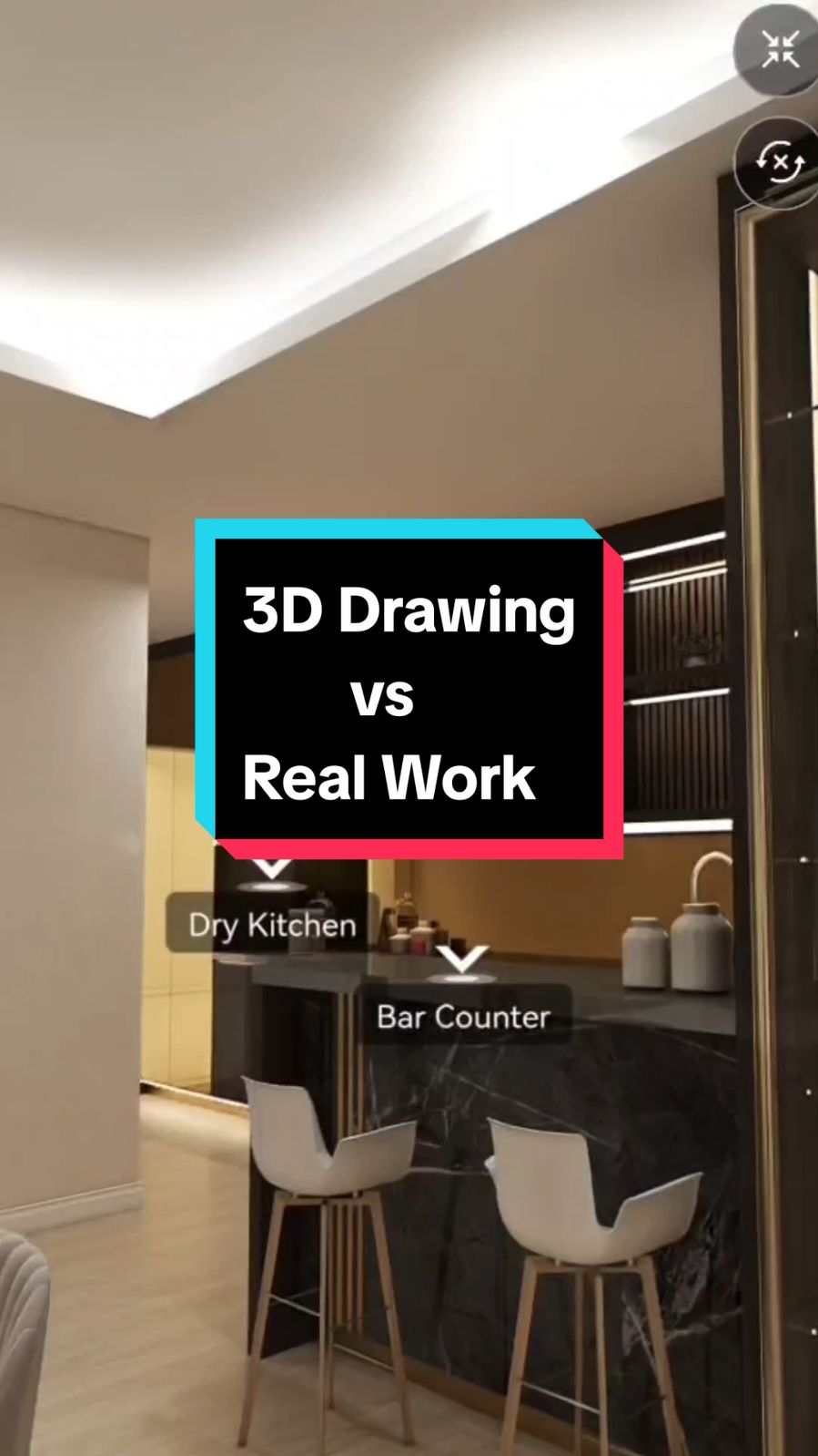 3D Drawing vs Real Work Cabinet Installation at Acacia #custom #interiordesign #furniture #solidplywood 