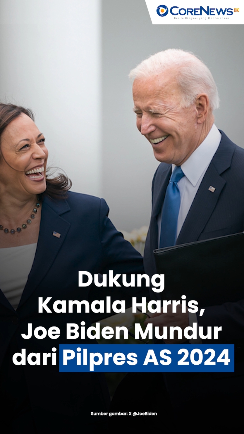 Presiden petahana Joe Biden mengundurkan diri dari pemilihan presiden (pilpres) Amerika Serikat 2024. Pengunduran tersebut disampaikan lewat media sosial. “Merupakan kehormatan terbesar dalam hidup saya untuk melayani sebagai presiden Anda. Meskipun niat saya adalah untuk mencalonkan diri kembali, saya yakin demi kepentingan terbaik partai dan negara saya jika saya saya mundur dan hanya memenuhi tugas saya sebagai presiden selama sisa masa jabatan,” cuit Joe Biden di akun X resminya, Minggu (21/7/2024). Dalam pernyataan tersebut, Joe Biden menyatakan dukungannya kepada wakil presiden Kamala Harris sebagai calon presiden pengganti dirinya. “Keputusan pertama saya sebagai calon partai pada tahun 2020 adalah memilih Kamala Harris sebagai wakil presiden saya. Dan itu adalah keputusan terbaik yang pernah saya buat,” tulisnya. “Hari ini saya ingin memberikan dukungan dan persetujuan penuh saya agar kamala menjadi calon partai kita tahun ini. Demokrat-inilah waktunya untuk bersatu dan mengalahkan Trump,” imbuhnya. 📸 : Dok.Istimewa  #corenews #corenewsid #biden #pilpres #pemiluamerika #beritaharian #beritaindonesia #beritanasional #beritaupdate #beritaindo #beritaterbaru #berita #beritaterkini #bisnis #ekonomi #info