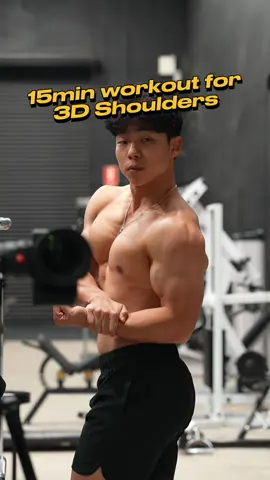 The Best 15min Shoulder Workout 1️⃣ Barbell Overhead Press: 3 x 6-8 reps - Grip just outside shoulder width - Start with bar touching your chest - Fast concentric, slow eccentric - Allow bar to come to a full stop at your chest before next rep 2️⃣ Dumbbell Lateral Raise: 3 x 8-10 reps - Lean slightly forward - Squeeze the pinkies - Think about “pouring the water” with the dumbbells at the top 3️⃣ Machine Press + Dumbbell Lateral Raise: 3 x 12-15 reps - Same queues as above 4️⃣ Rear Delt Face Pull: 3 x 12-15 reps - Strong and fast on the concentric - Bring hands to the top of your head - Take it back slowly and allow your shoulders to slightly protract at the bottom position I got something special coming soon, so make sure you follow @edwardkongg - - - - #gym #gymmotivation #Fitness #fit #physique #bodybuilding #aesthetics #shredded #shredz  #leanmuscle #motivation #gymrat #gymlifestyle #fitnessjourney #fitnessmotivation #fitnessmodel #gymtransformation #shoulderworkout #shoulderworkouts #shouldersworkout #fyp #fypage 