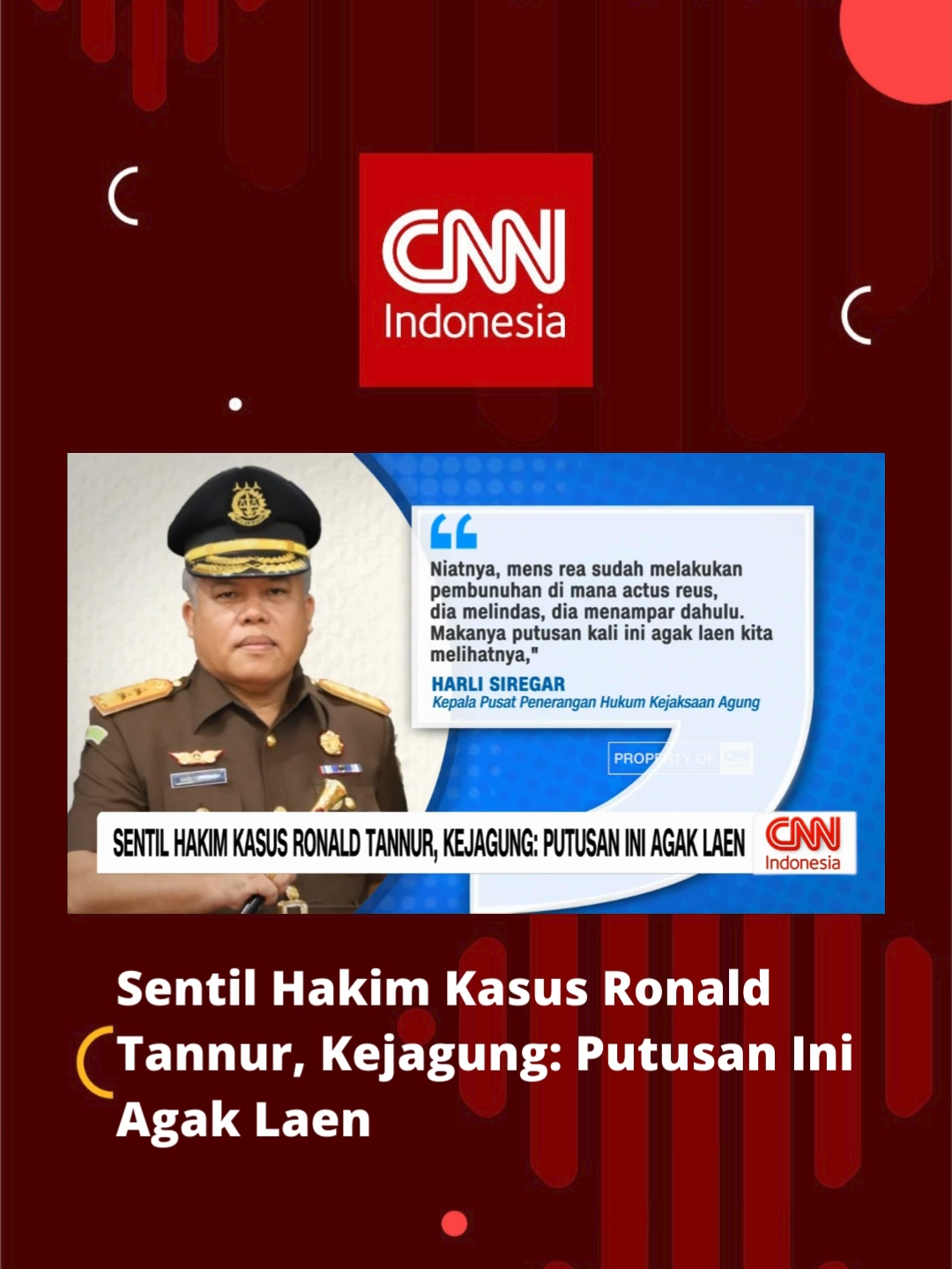 Kejaksaan Agung menilai putusan Majelis Hakim PN Surabaya yang memvonis bebas putra politikus Partai Kebangkitan Bangsa, Ronald Tannur, di kasus pembunuhan dan penganiayaan terhadap Dini sangat janggal. #RonaldTannur  #gregoriusronaldtannur  #aniayapacar  #aniayapacarhinggatewas #vonisbebas  #kejagungri