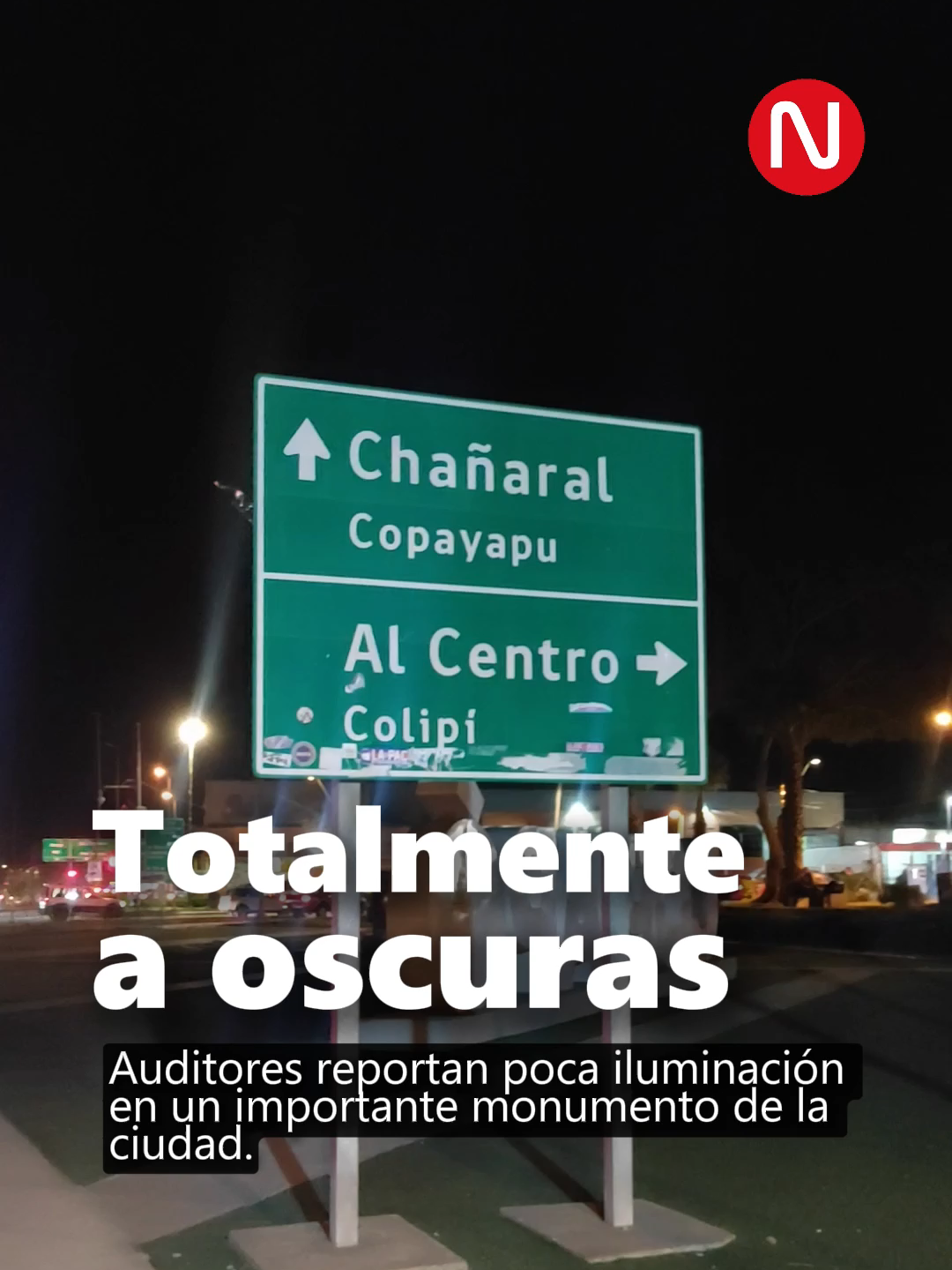 Auditores reportan poca iluminación en un importante monumento de la ciudad. #copiapo #plazacolipi #estatuadelapaz