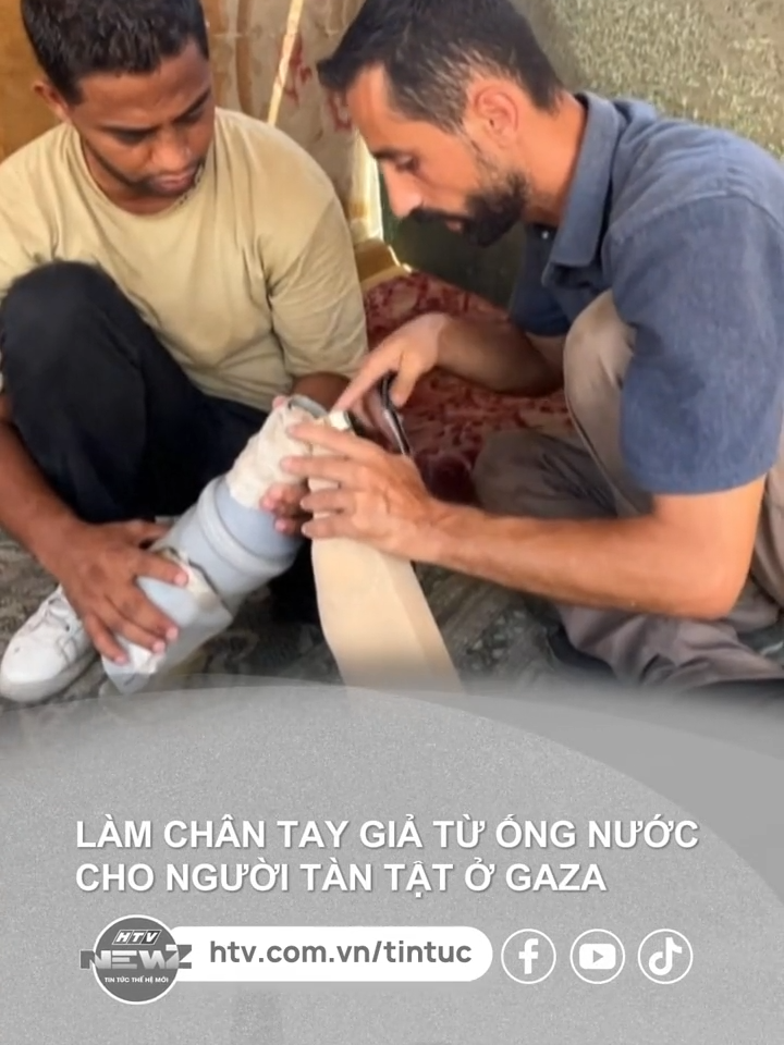 Làm chân tay giả từ ống nước cho người tàn tật ở Gaza #htv #htvnewz #news #social #tinthegioi #chantaygia #gaza