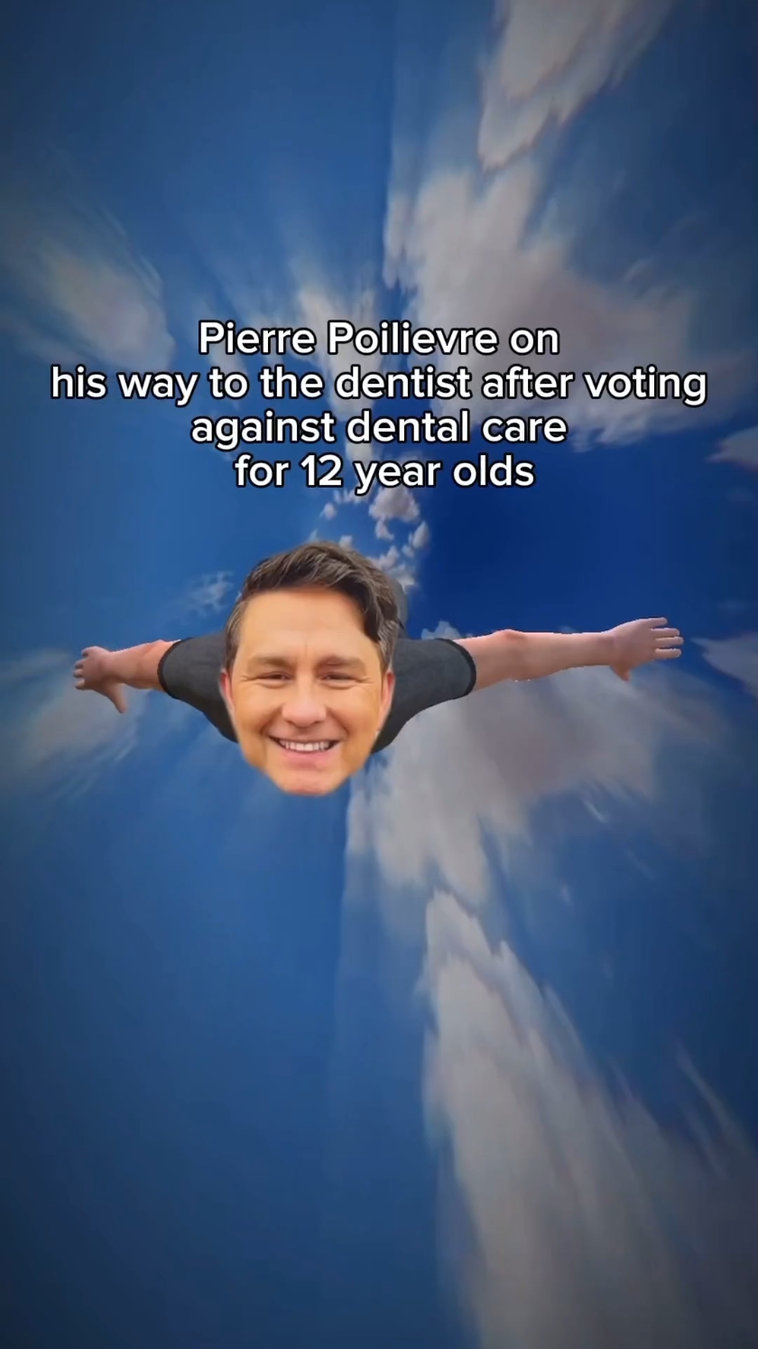 Pierre Poilievre loves his taxpayer funded dental care. 🦷🪥