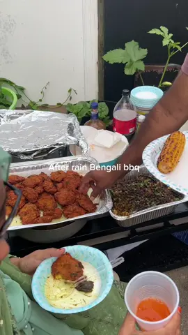 Who’s having their backyard Bengali bbq? #bangladeshi #bengali #desi #bangali #bangalifood #bangladesh #banglafood #bangladeshifood #bangladeshifoods #bbq #food #rain #rainyday 