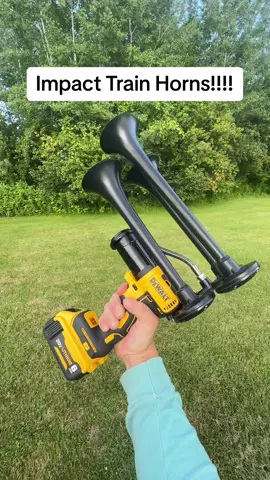 We custom build portable train horns from nine of your favorite tool brands. Check us out in order today!  #impacttrainhorns #airhorn #dewalt #dewalthorn #dewalairhorn #fyp #trainhorn #airhorn #drillhorn #portablehorn
