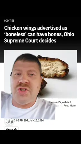 Ohio supreme court rules that boneless chicken wings can in fact contain bones. #funny 