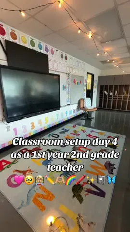 Classroom setup day 4 as a 1st year 2nd grade teacher⭐️🦋🥹🩷✨🌈✏️👩🏼‍🏫 #firstyearteacher #teacher #teachertok #classroomdecor #classroomsetup #beforeafter #1styearteacher #2ndgradeteachers #teachersoftiktok #classroomprep 