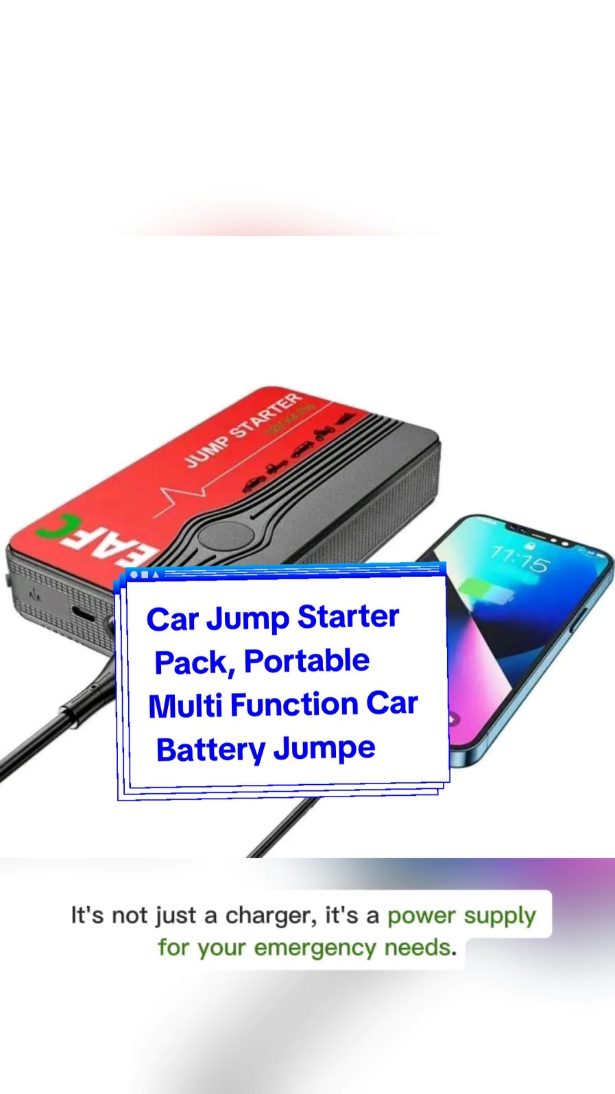 Car Jump Starter Pack, Portable Multi Function Car Battery Jumper #foreveryoung #london #unitedkingdom #TikTokShop #oscar 