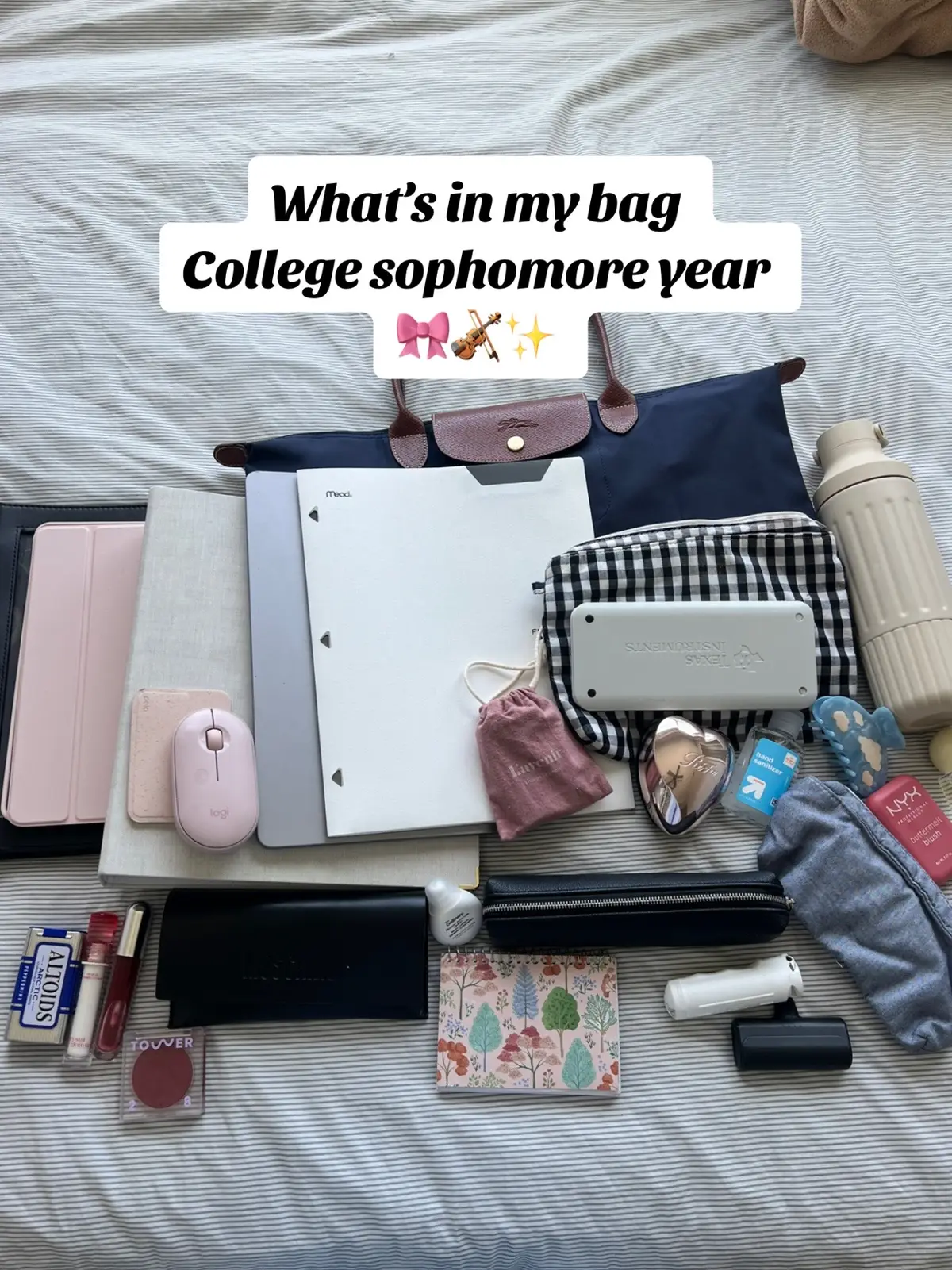 #whatsinmybag #college #collegesupplies #collegemusthave #longchamp #collegelife #schoolsupplies #backtoschool #fall