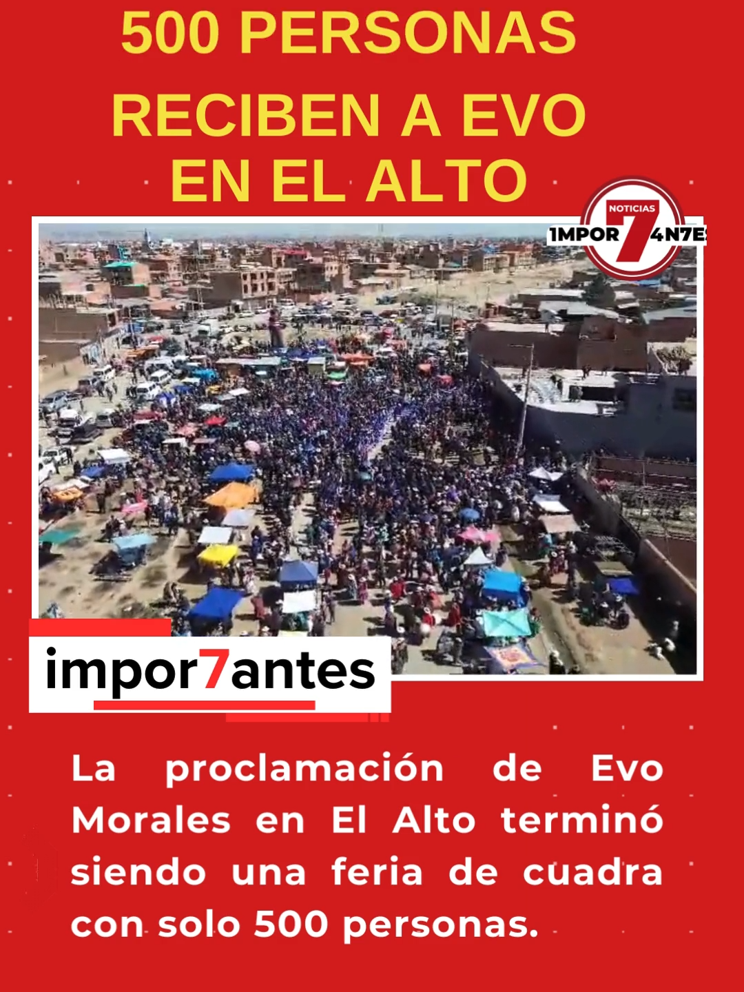 Proclamación de #Evo: Feria Fallida ¿Mitin o mercado? 🤔 La proclamación de Evo #Morales en #ElAlto terminó siendo una feria de cuadra con solo 500 personas. ¡Qué nostalgia!  #Evo #MitinFallido #MAS #TikTokVirales