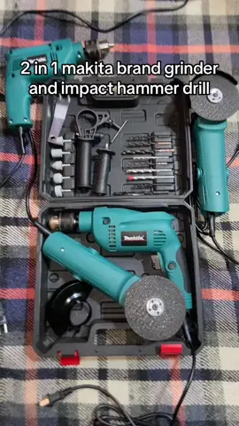 Complete set 2in1 grinder and impact hammer drill with case and tools😻#makitatools tv #tools #trending 