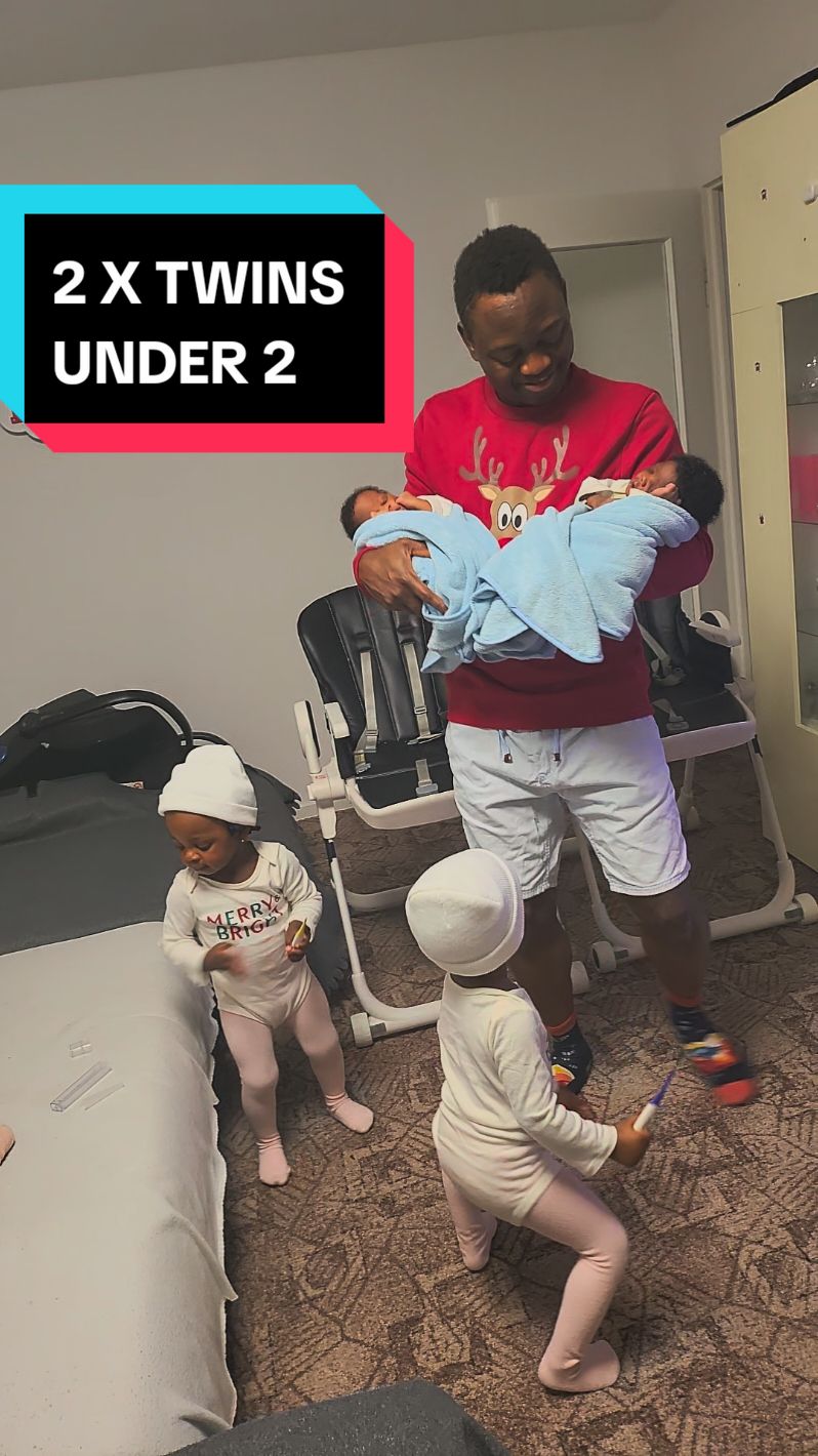 Double Twins Daddy  #tiktok #babytiktok #fyp #dancing #twins #viral 