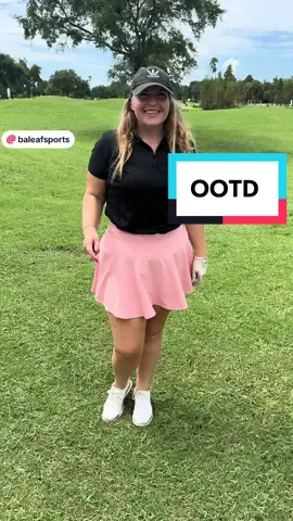 Loving this cute pink skirt! Grab it while it’s on sale! #baleaf #golfootd #golftok #ladieswhogolf 