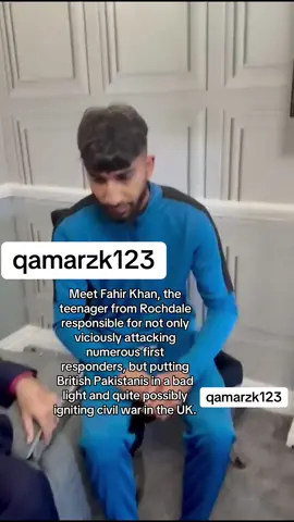 Meet Fahir Khan, the teenager from Rochdale responsible for not only viciously attacking numerous police first responders (including women) at Manchester Airport, but putting British Pakistanis in a bad light and quite possibly igniting civil war in the UK.