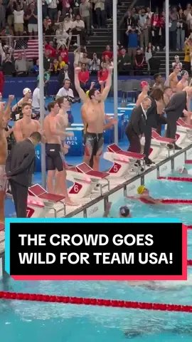 The energy in the crowd was electric when Team USA won its first gold medal at the #ParisOlympics in the Men’s 4x100m free relay!  #usaswimming #teamusa 