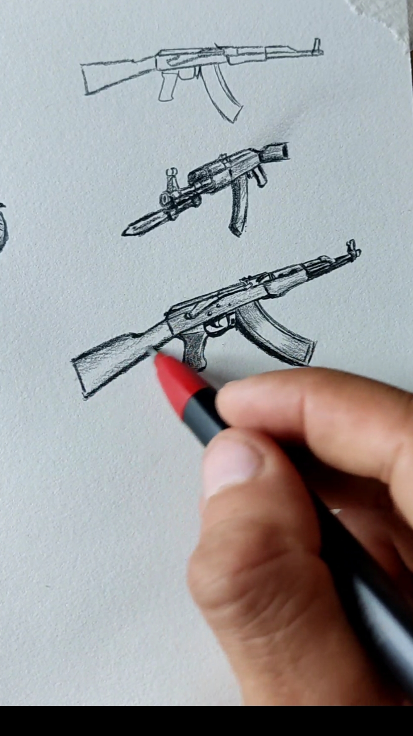 AK 47 Drawing #drawing #fypシ゚viral #sgart #fyp #howtodraw #learnwithtiktok #ak47