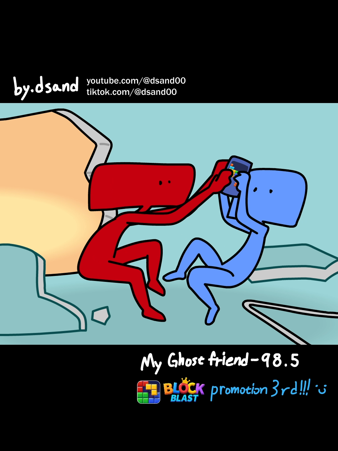 98.5 - 3rd block blast promotion!!🥳🥳 - my ghost friend 98.5 #fyp #animation #cleaning #trending #viral #dsand #myghostfriend #blockblast 세번째 블록 블라스트 광고!!🥳🥳 fly: GIVE ME YO PHONE Download Block Blast and play with Bob!