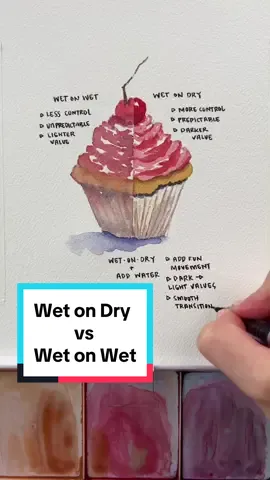 The difference between Wet on Dry vs Wet on Wet in Watercolor #watercolortutorial #watercolorbeginner #learnwatercolor #arttutorial 