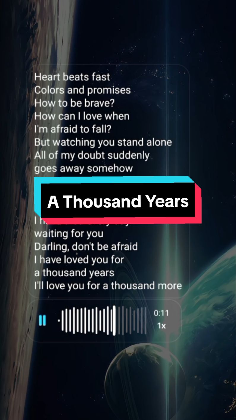 I'll love you for a thousand moree #athousandyears #christinaperri #lyrics #cover #music #singing #song #lyricsvideo #foryou #fyp 