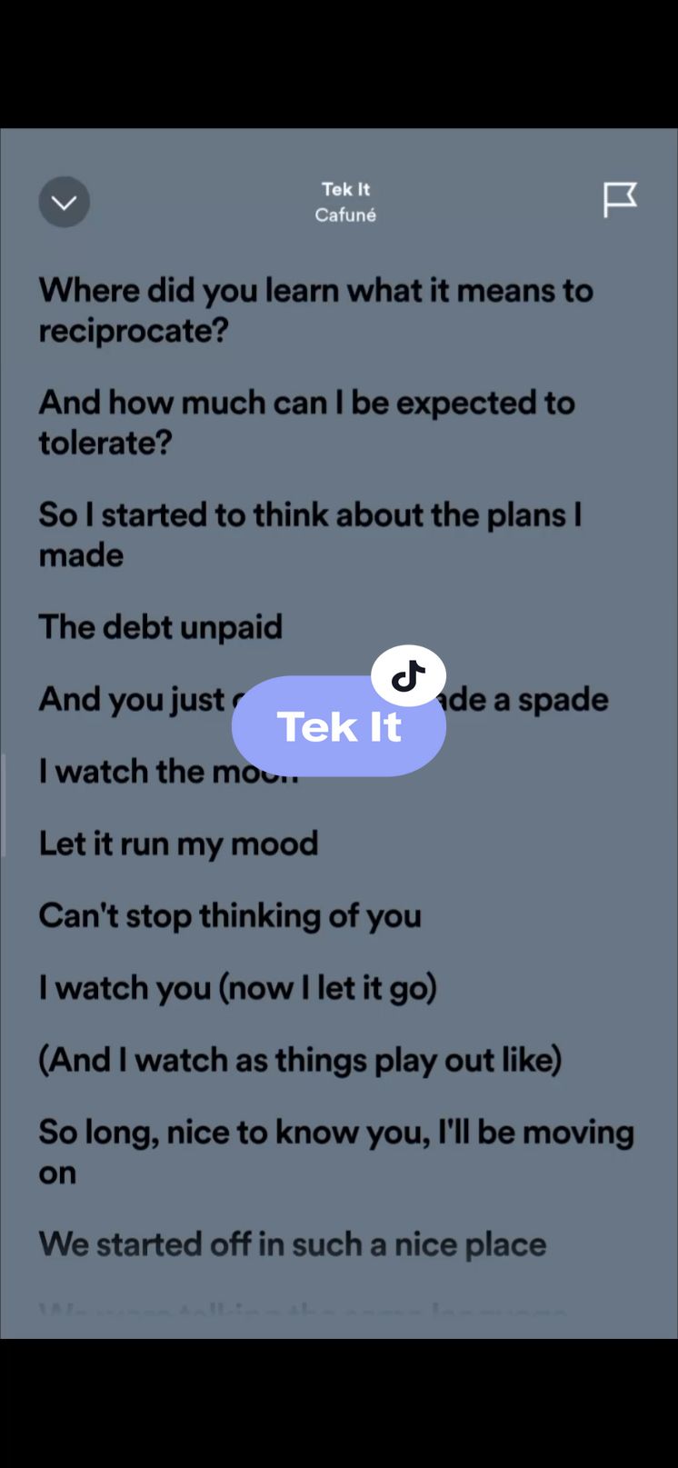 Tek It🎶 by: Cafune #lyrics #spotify #kantakamuna🎤🎶 #oooooomerr_ #fyp 