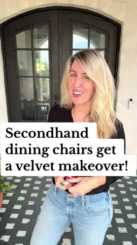 Secondhand dining chairs get a velvet makeover!  #upholstery #velvet  #chair #repurposed   #hack #homehack #homehacks  #upcycle #rework #DIY #thriftflip #homedecor #upcycling #upcycle  #diy #thriftflip #homedecor #upcycles #rework #upcycling #thriftflip  #organize #reuse #recycle #secondhandstyle  #transform #oldtonew #upcycleddesign  #makers  #upcyclersoftiktok  #makersoftiktok  #upcycling #sustainableliving #sustainsblestyle #diychaircover #chair 