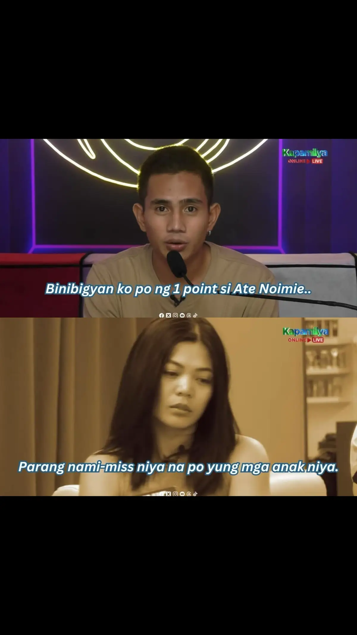 Parang lahat naman kayo nami miss niyo pamilya niyo 😅😅  Haaay nakoo Binsoy #PBBGen11FirstNomi  Binsoy: Binibigyan ko po ng 1 point si Ate Noimie, parang nami-miss niya na po mga anak niya.