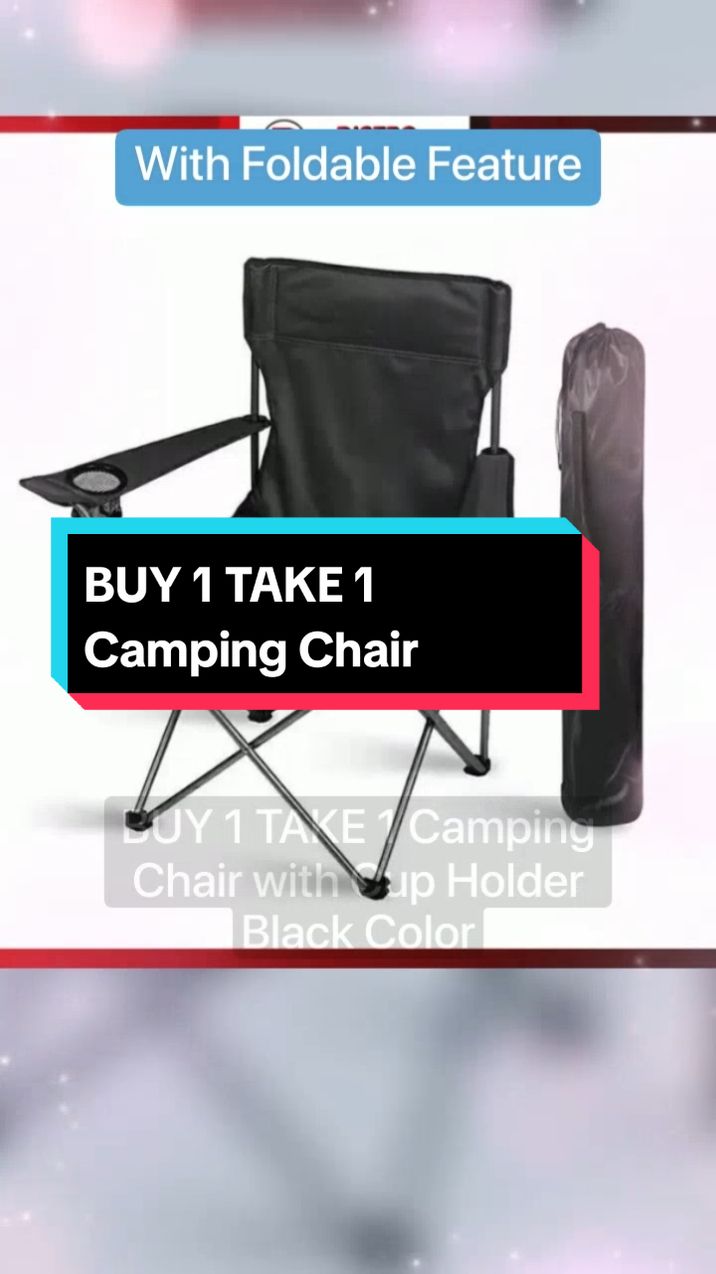 BUY 1 TAKE 1 Camping Chair with Cup Holder Black Color Only Portable Folding Back Chair Fishing Camping Chair Garden Outdoor Seat Beach Terrace Park Mountain Camping Chair Foldable Beach Chair Portable Ultralight Aluminum Alloy Oxford Cloth  ₱317.28 - 580.91!