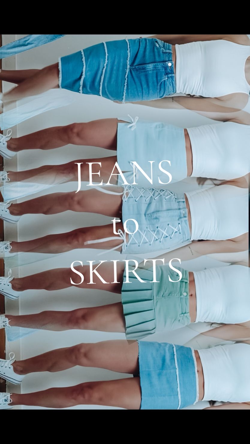 Turning old jeans into trendy skirts! Jeans skirts outfits. Upcycling clothing 🌟👖#outfitinspo #thriftedfashion #sewingtiktok #denimoutfit #creatorsearchinsights 